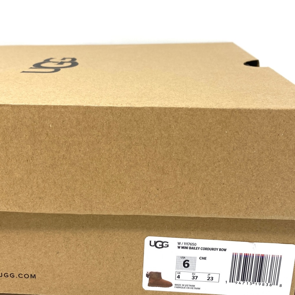 💖MEGA SALE💖UGG W Mini Bailey Corduroy Bow Women Brown Suede Boots 1117650CHE - Picture 8 of 9